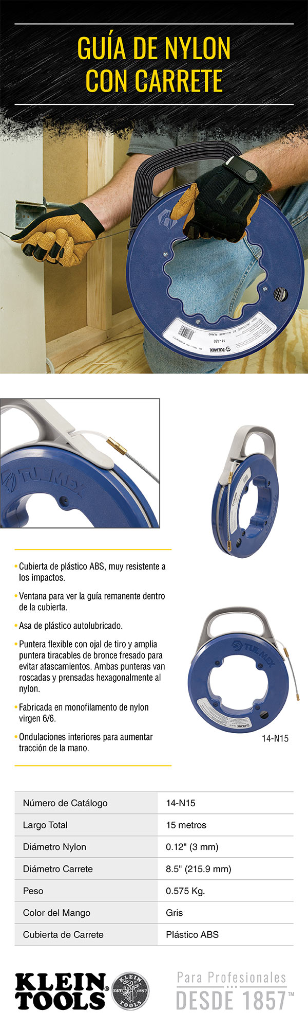 Guía de Nylon con Carrete 14 N15 Klein Tools